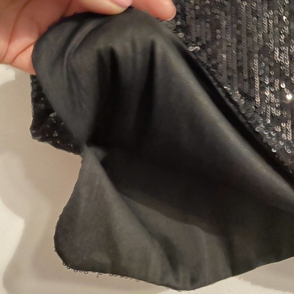 H&M Womens Size XS Sequin Pop Over Party Evening Top Black Short Sleeve … - Picture 4 of 7